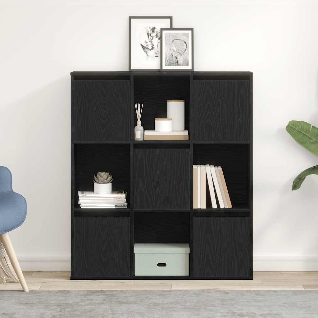 Boekenkast 89x24x101,5 cm bewerkt hout zwart eikenkleurig