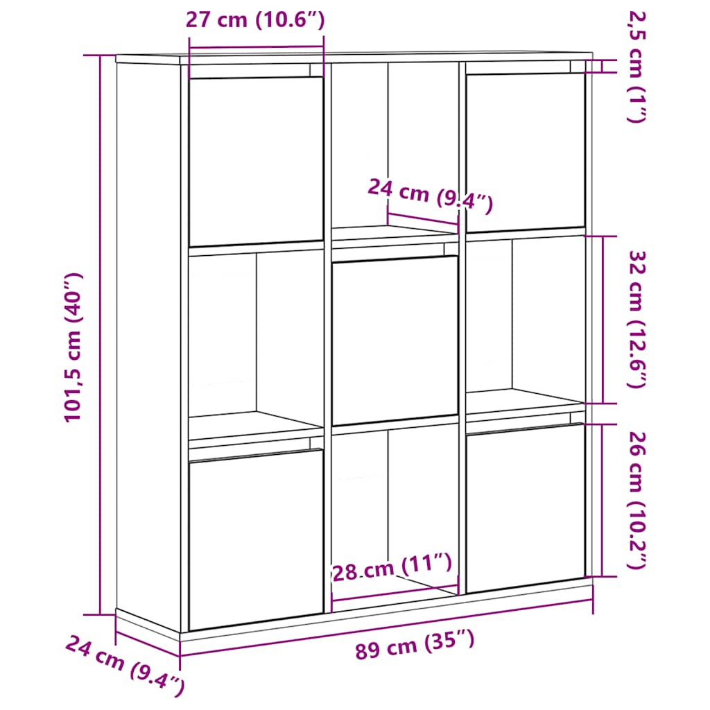 Boekenkast 89x24x101,5 cm bewerkt hout sonoma eikenkleurig