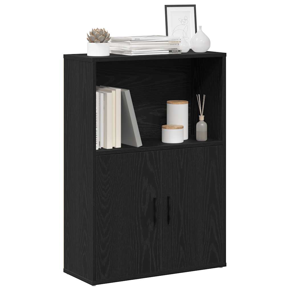 Boekenkast 60x24x85 cm bewerkt hout zwart eikenkleurig