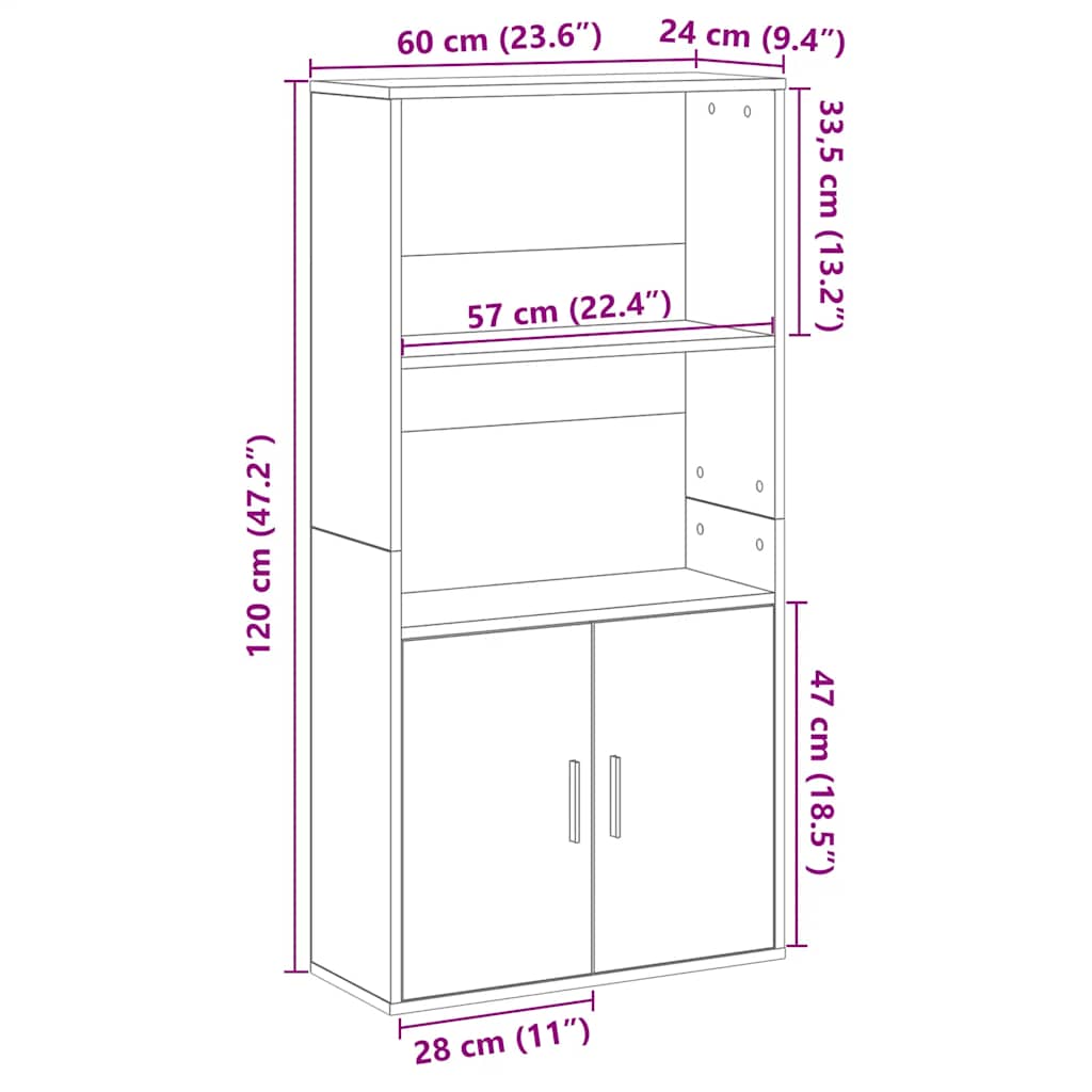 Boekenkast 60x24x120 cm bewerkt hout zwart eikenkleurig