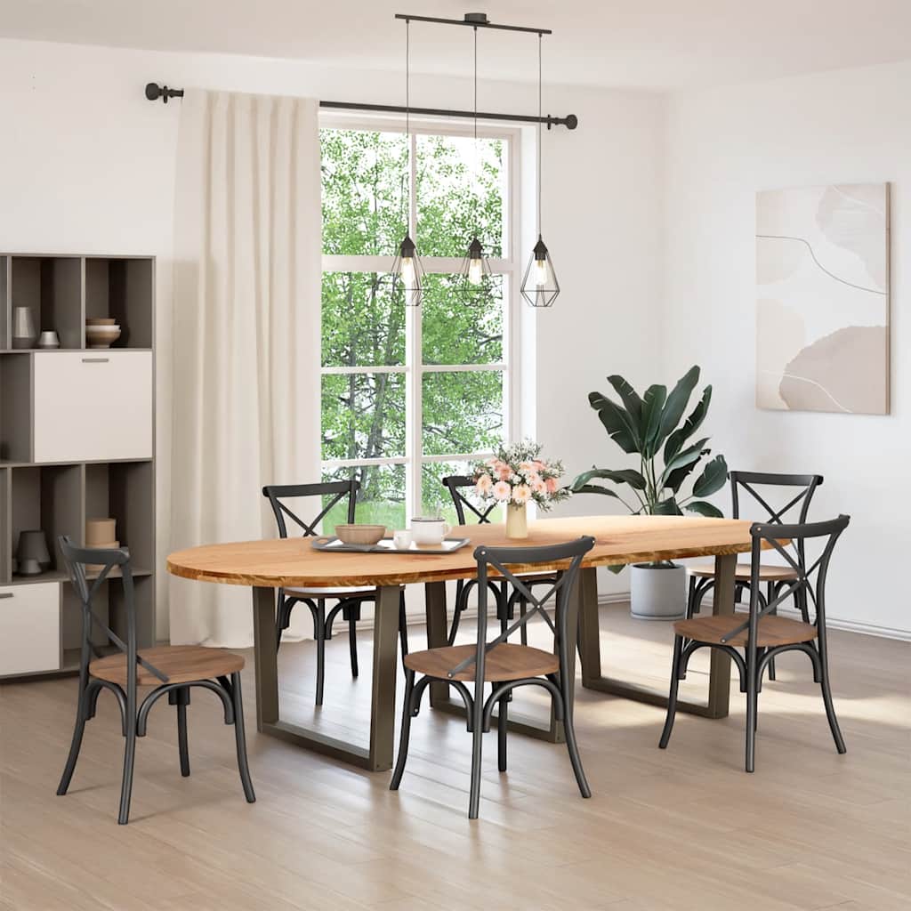 Eettafel 280x120x74 cm ovaal massief eikenhout lichtbruin
