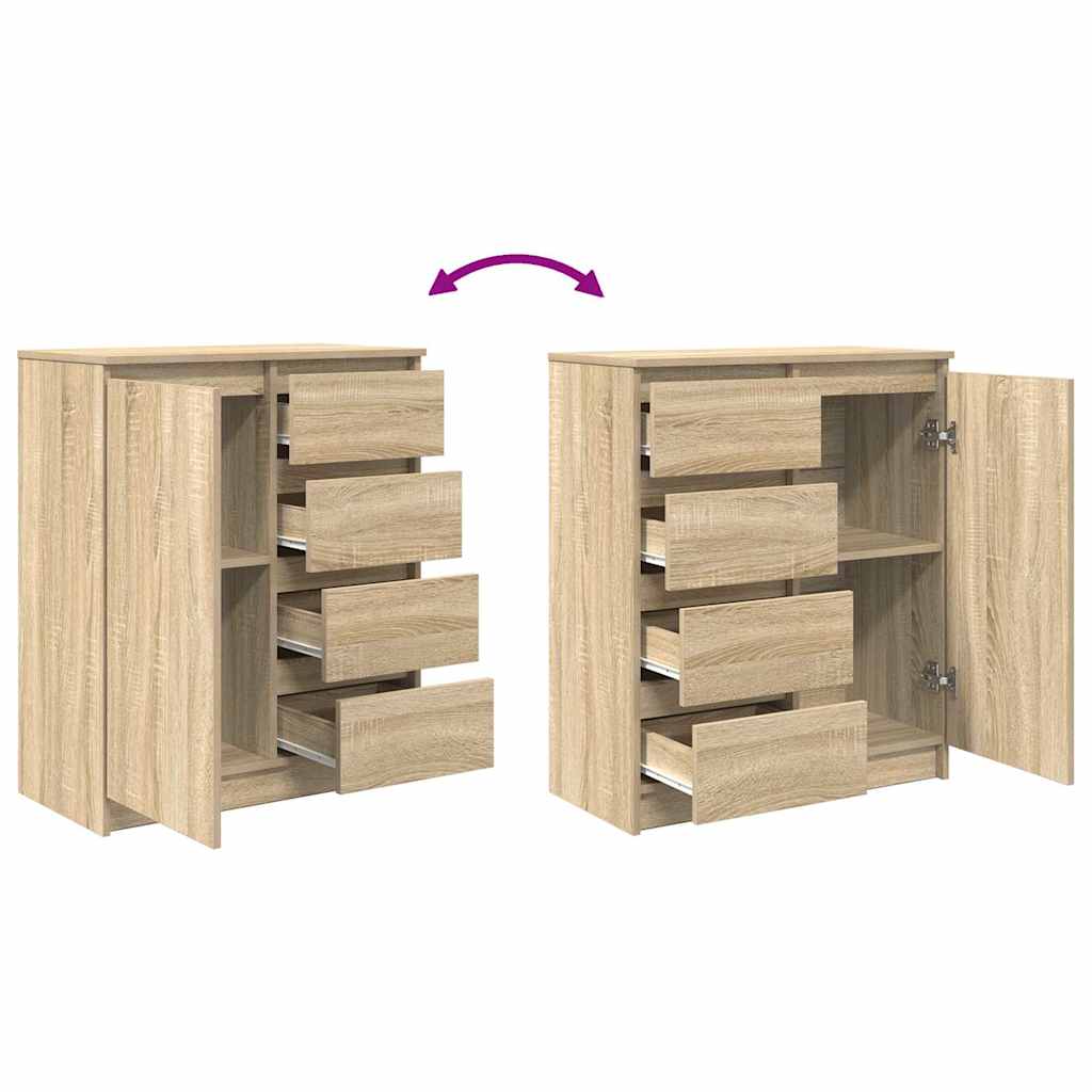 Dressoir met lades 71x35x84 cm spaanplaat sonoma eikenkleurig