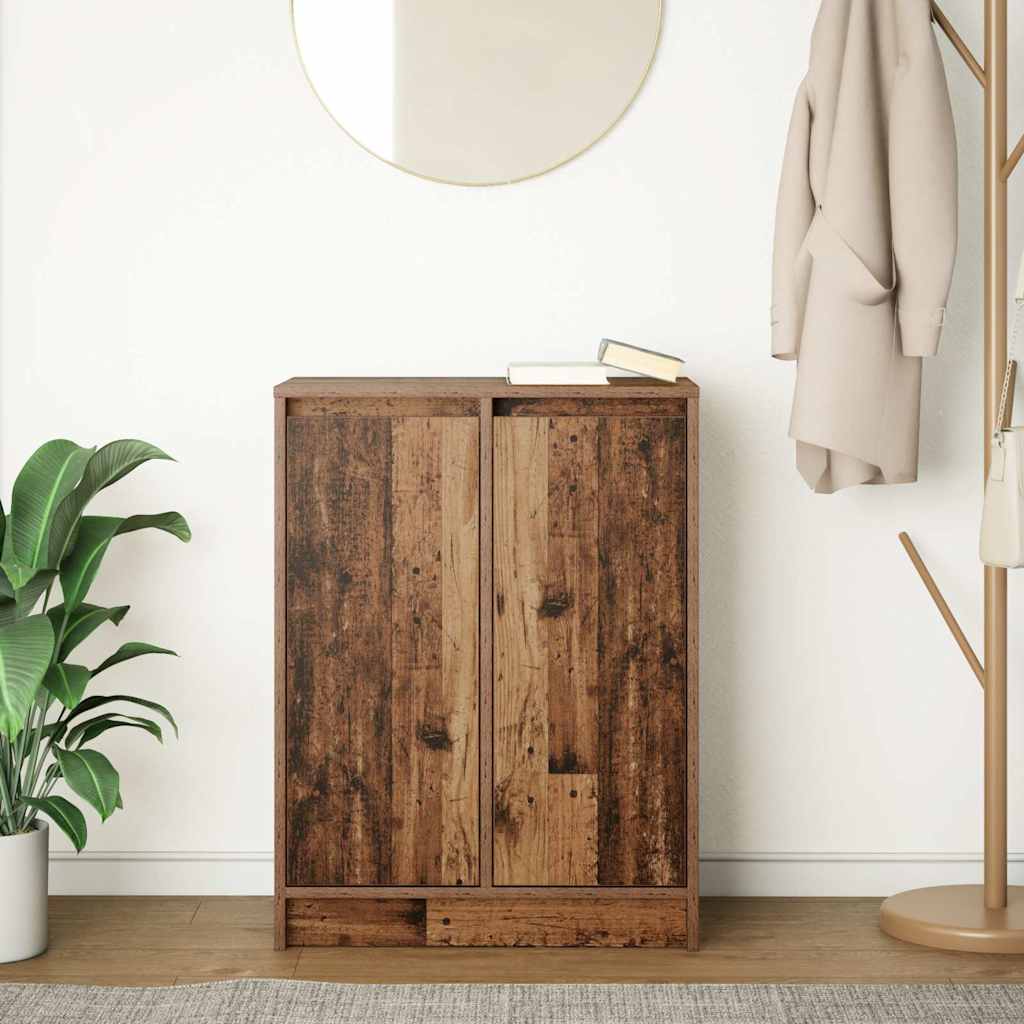 Dressoir 57x34x76 cm bewerkt hout oud houtkleurig