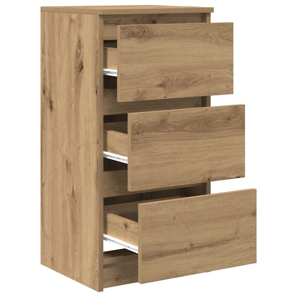 Dressoir 37,5x35x76 cm bewerkt hout artisanaal eikenkleurig