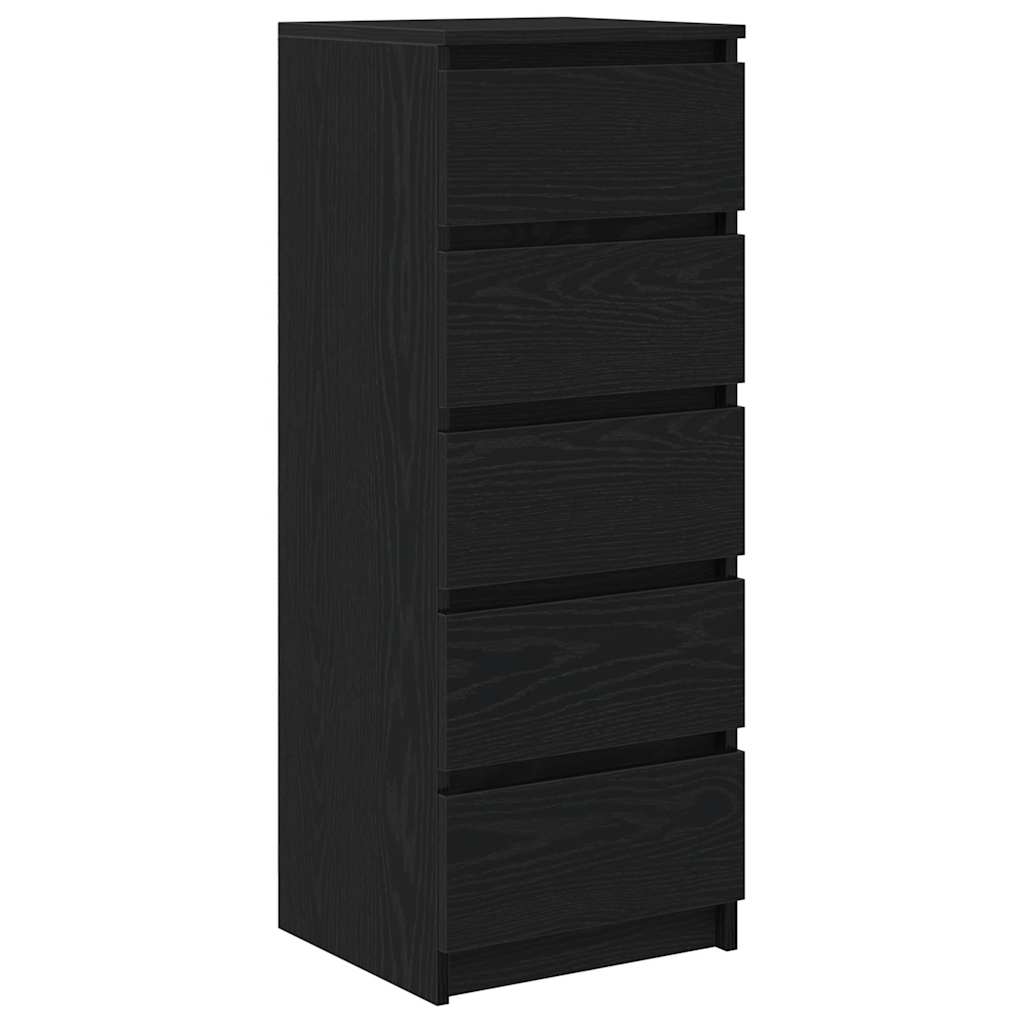 Dressoir met lades 37,5x35x99 cm spaanplaat zwart eikenkleurig