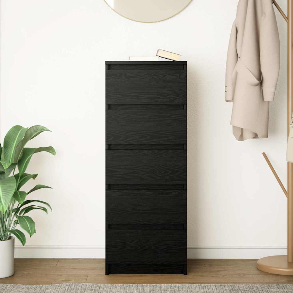 Dressoir met lades 37,5x35x99 cm spaanplaat zwart eikenkleurig