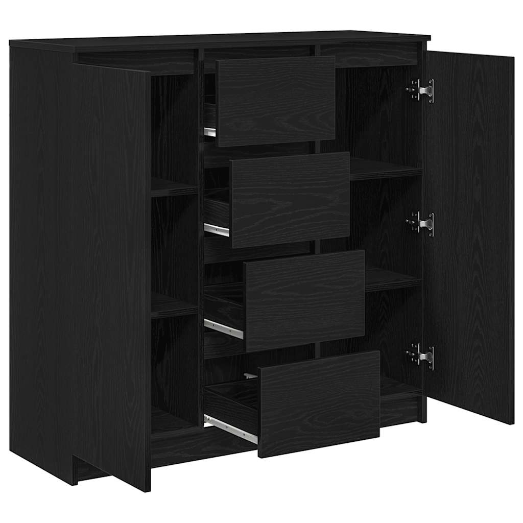 Dressoir met lades 100,5x35x98,5 cm spaanplaat zwart eiken