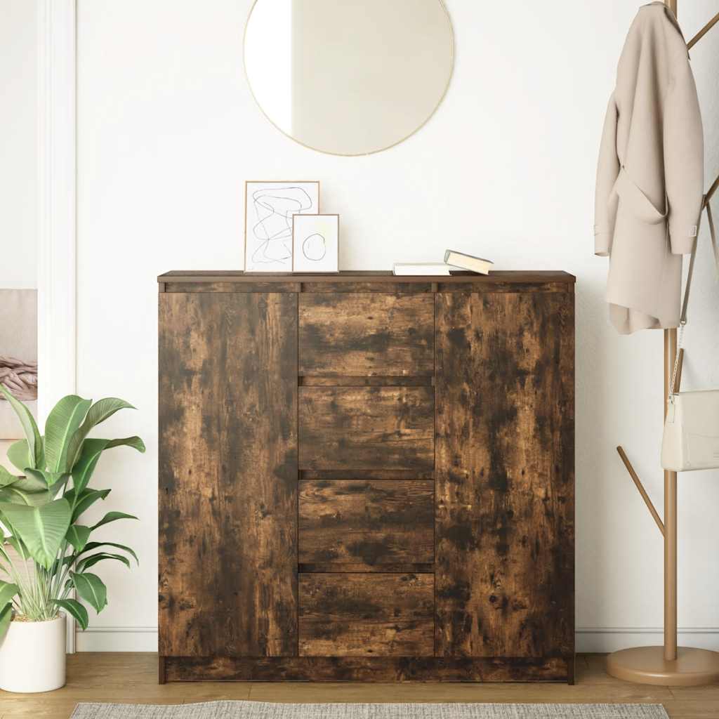 Dressoir met lades 100,5x35x98,5cm spaanplaat gerookt eikenhout