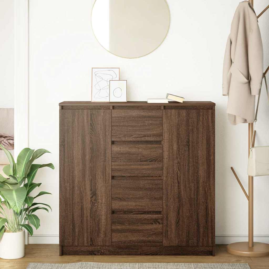 Dressoir met lades 100,5x35x98,5 cm spaanplaat bruin eiken