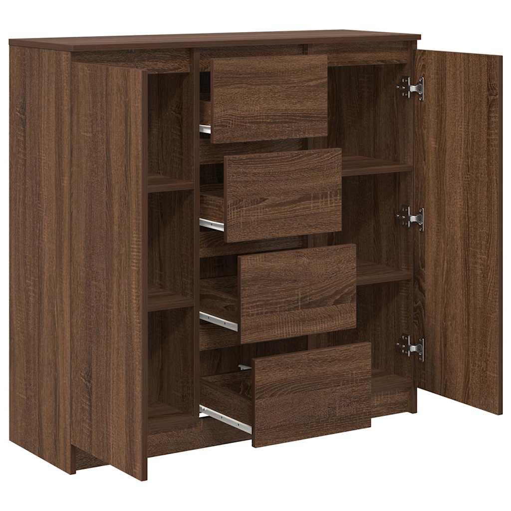 Dressoir met lades 100,5x35x98,5 cm spaanplaat bruin eiken
