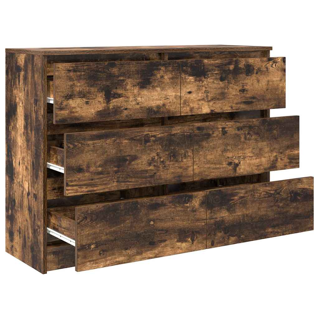 Dressoir 100x35x76 cm bewerkt hout gerookt eikenkleurig