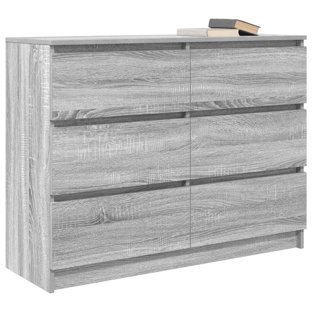 Dressoir 100x35x76 cm bewerkt hout grijs sonoma eikenkleurig