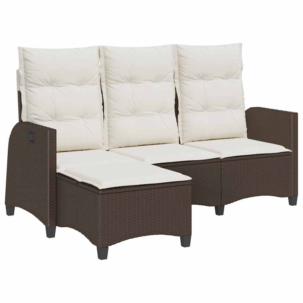 Verstelbare tuinbank met kussens L-vormig poly rattan bruin
