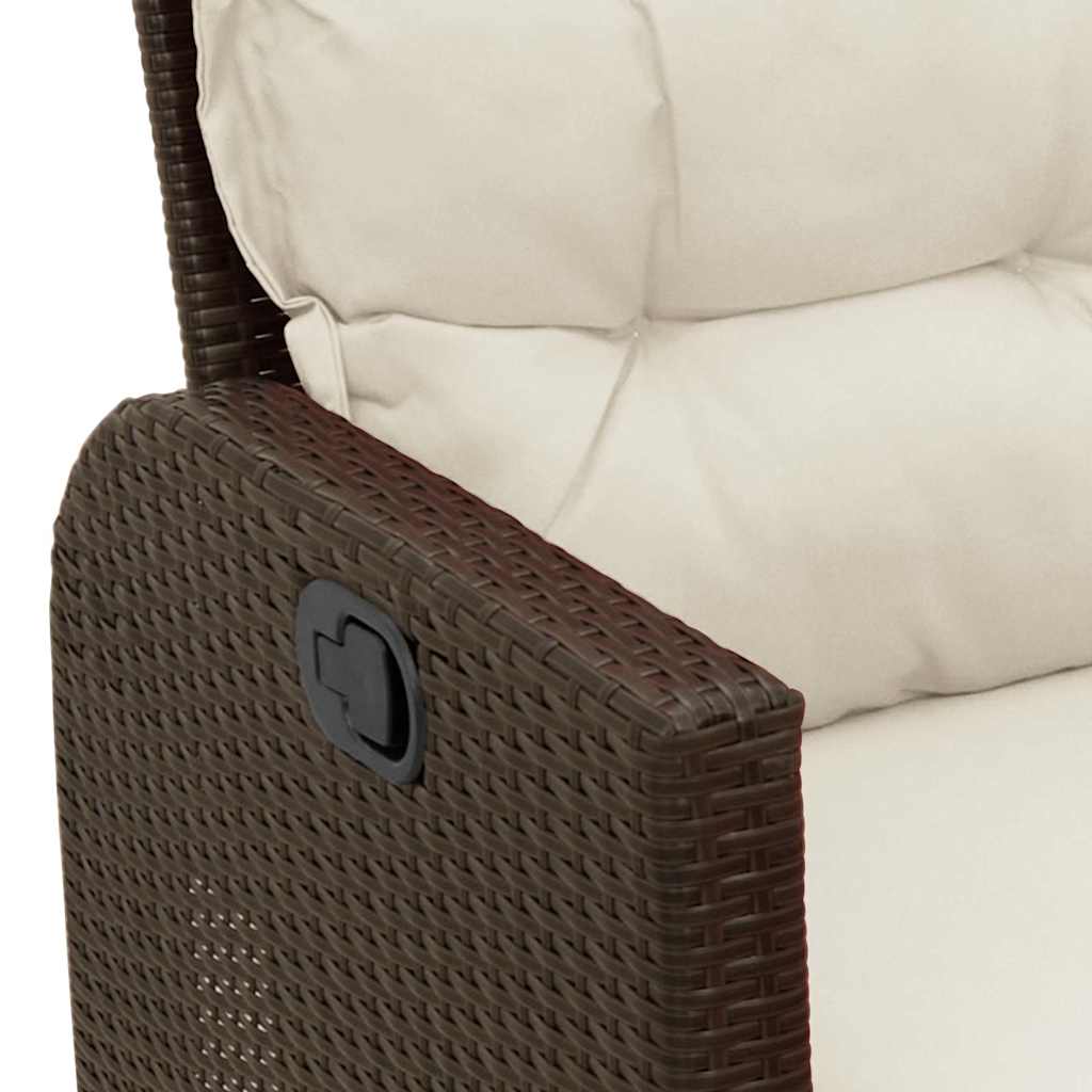 Verstelbare tuinbank met kussens L-vormig poly rattan bruin