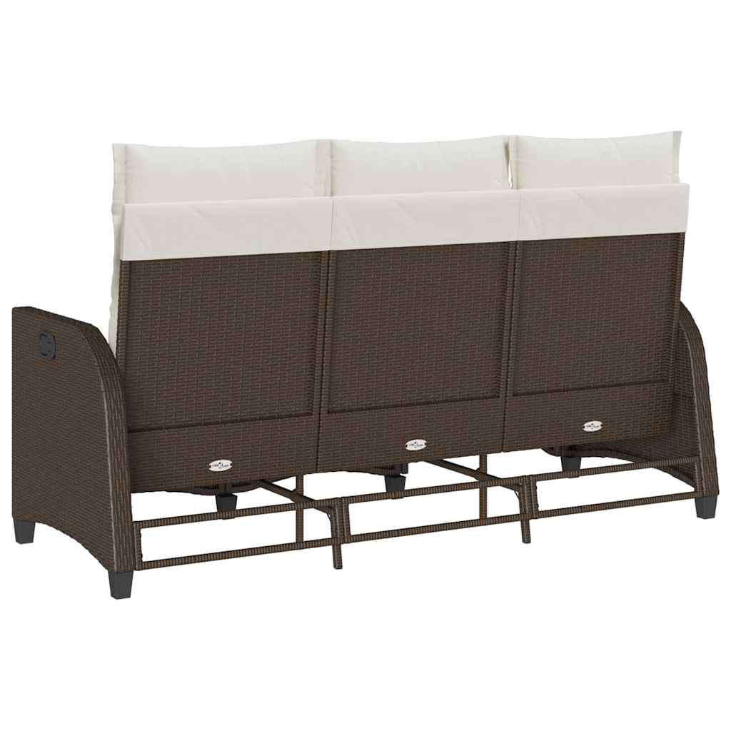Verstelbare tuinbank met kussens L-vormig poly rattan bruin