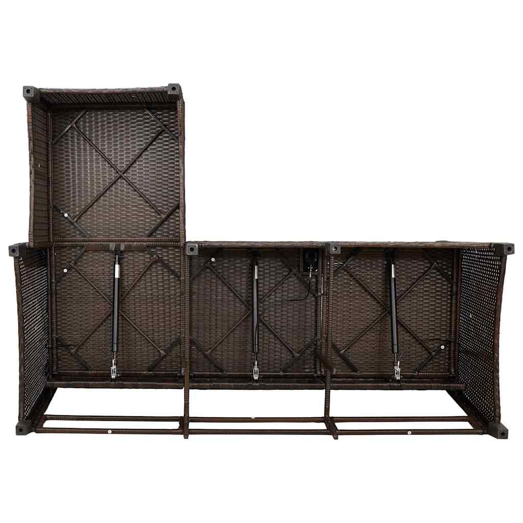 Verstelbare tuinbank met kussens L-vormig poly rattan bruin