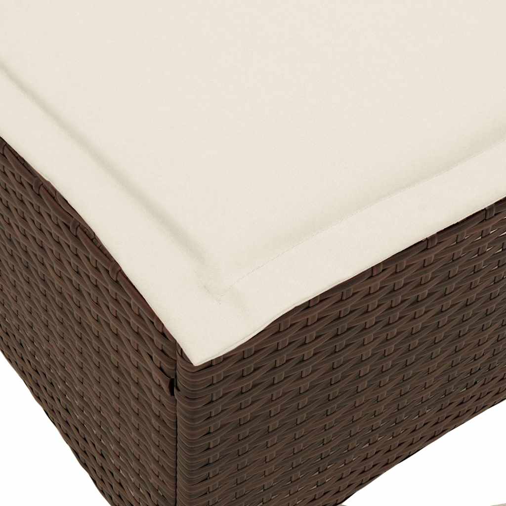 Verstelbare tuinbank met kussens L-vormig poly rattan bruin