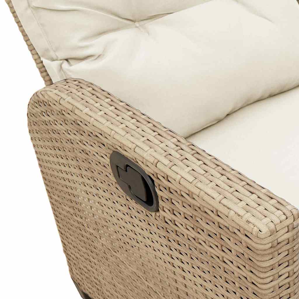 Verstelbare tuinbank met kussens L-vormig beige poly rattan