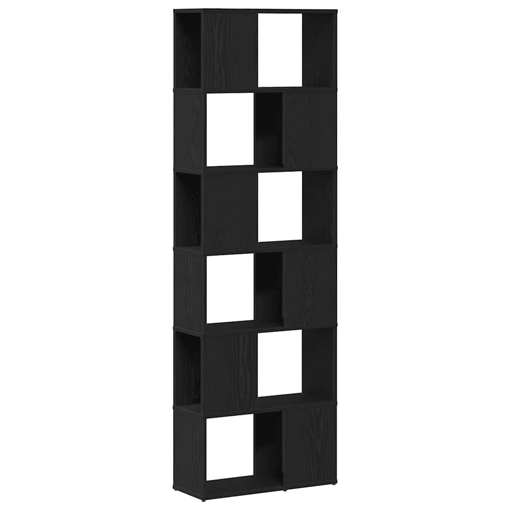 Boekenkast/kamerscherm 60x24x186 cm zwart eikenkleurig