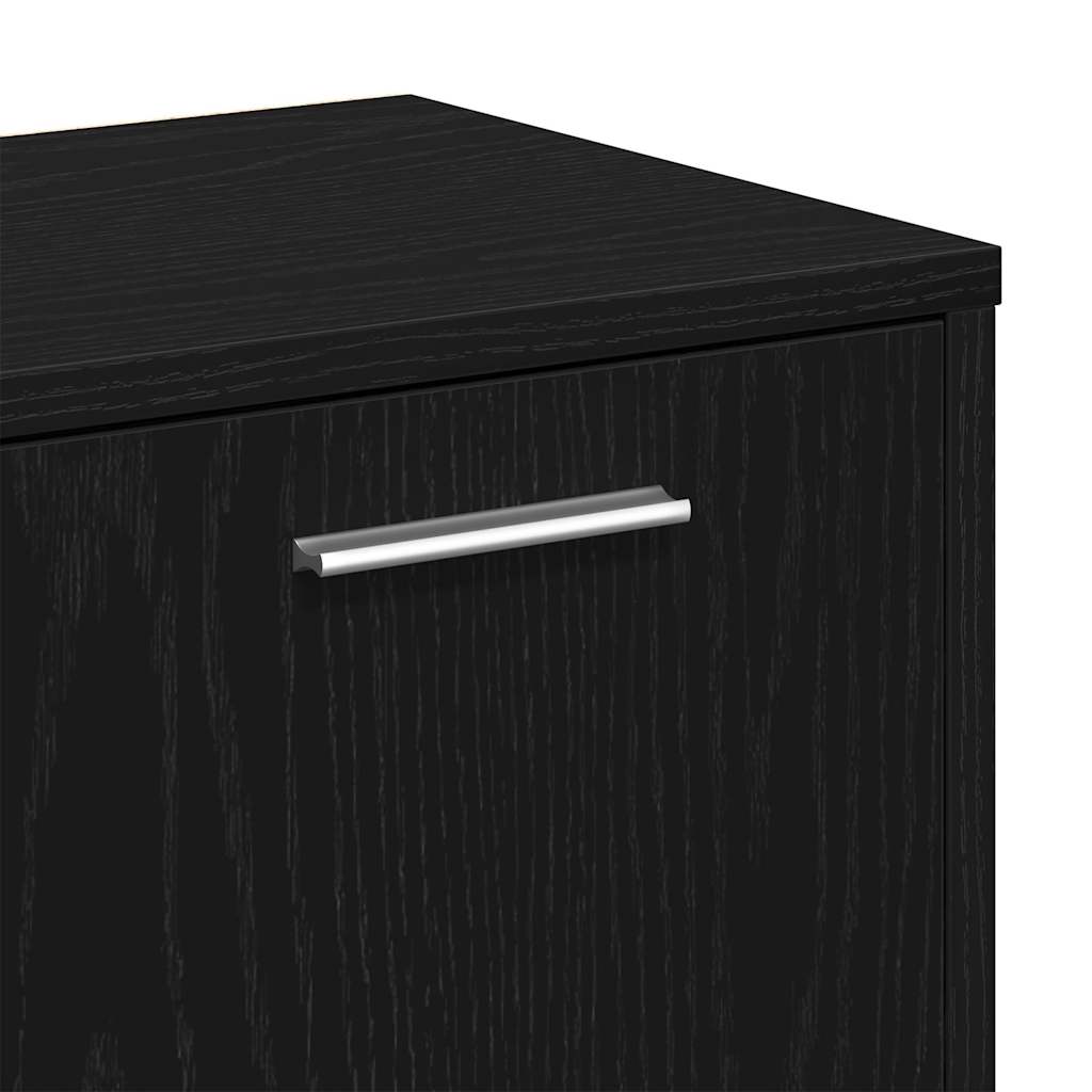 Boekenkast 90x28x90 cm bewerkt hout zwart eikenkleur