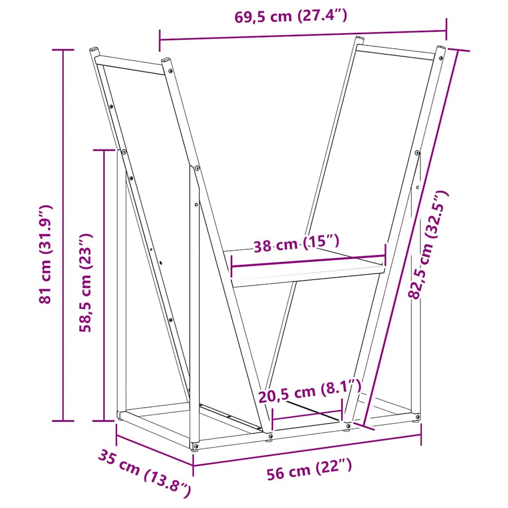 Brandhoutrek 69,5x35x81 cm koudgewalst staal wit