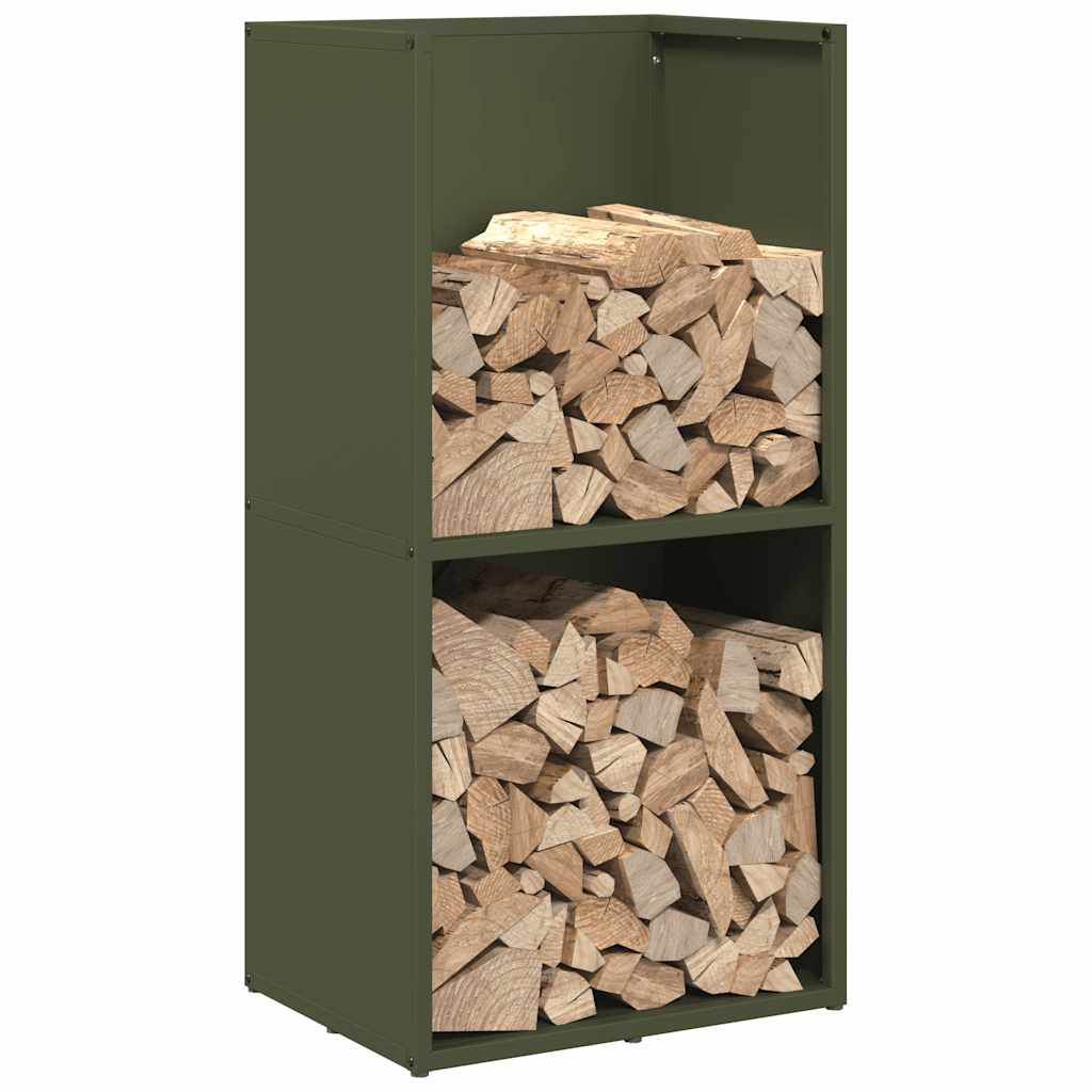 Brandhoutrek 40x30x80 cm koudgewalst staal olijfgroen