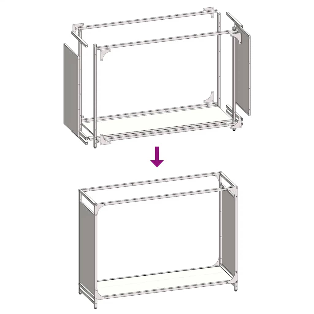 Brandhoutrek 90x28x65 cm koudgewalst staal zwart