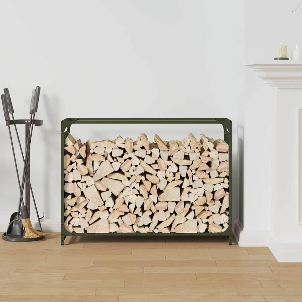 Brandhoutrek 90x28x65 cm koudgewalst staal olijfgroen