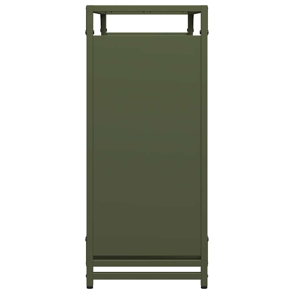 Brandhoutrek 90x28x65 cm koudgewalst staal olijfgroen