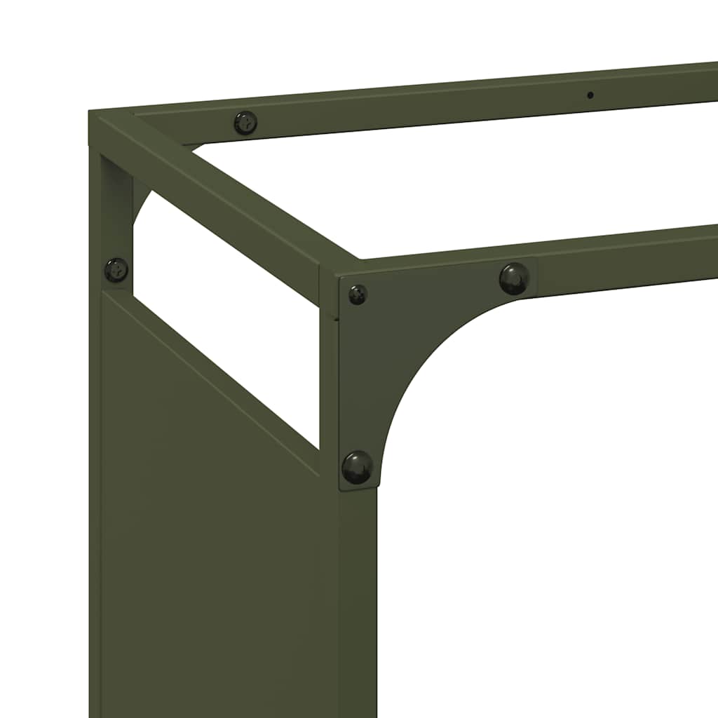 Brandhoutrek 90x28x65 cm koudgewalst staal olijfgroen