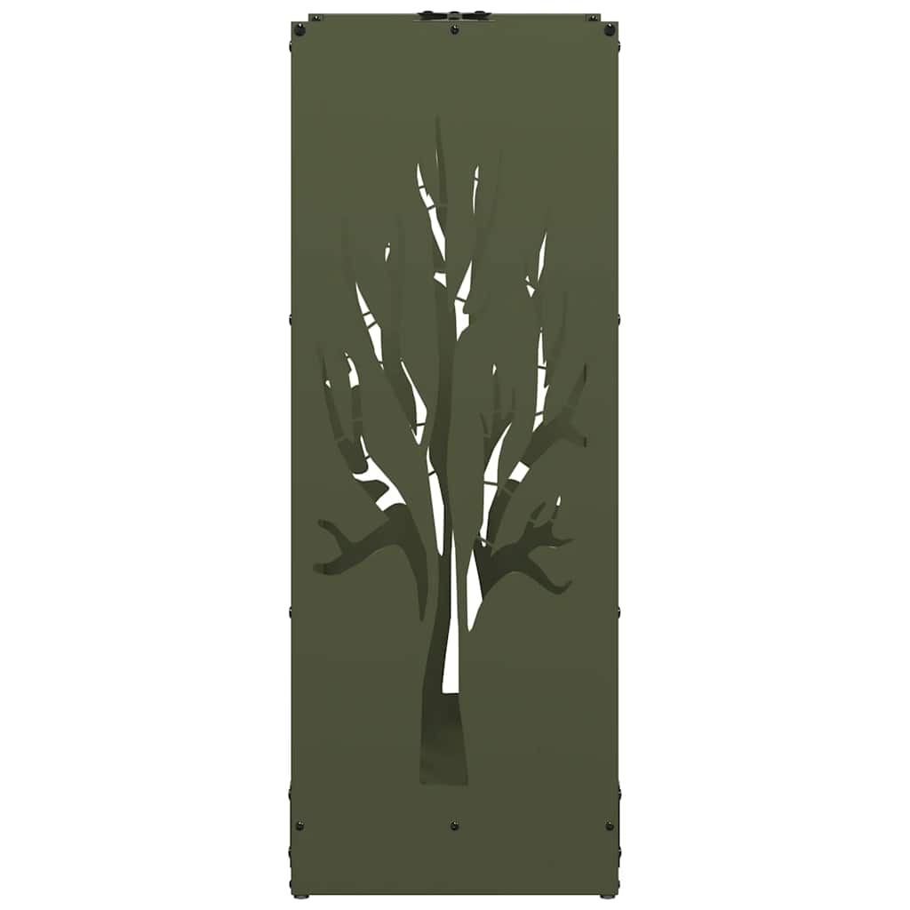 Brandhoutrek 40x30x80 cm koudgewalst staal olijfgroen