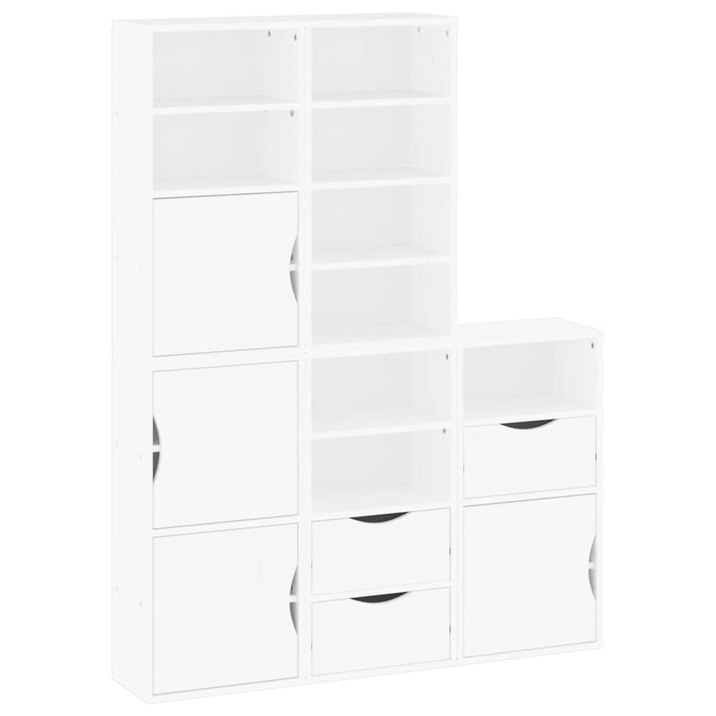Bijzetkasten 5 st 40x24x79 cm massief grenenhout wit