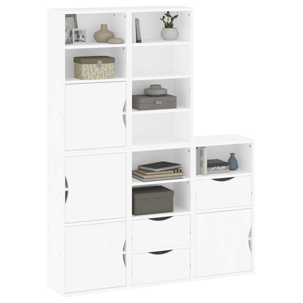 Bijzetkasten 5 st 40x24x79 cm massief grenenhout wit