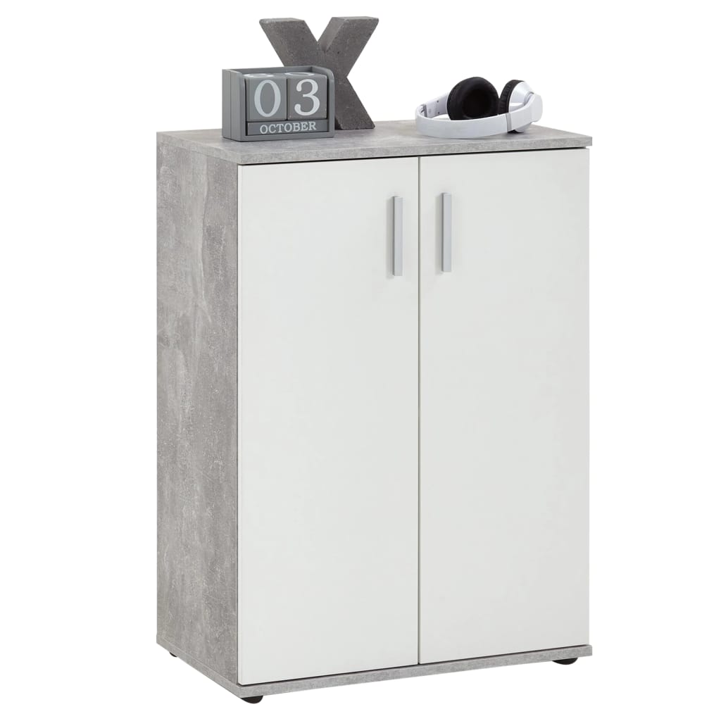 Kast met 2 deuren wit en grijs