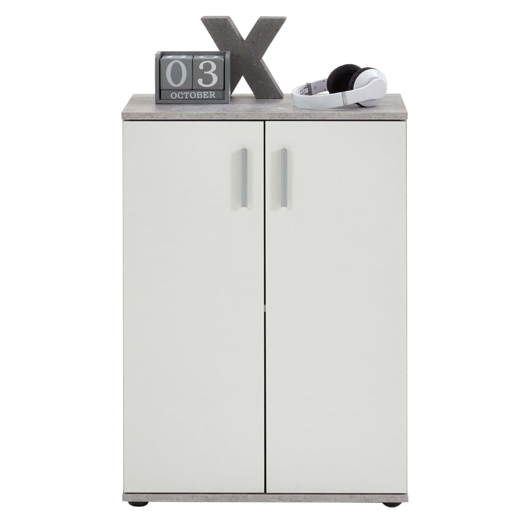 Kast met 2 deuren wit en grijs