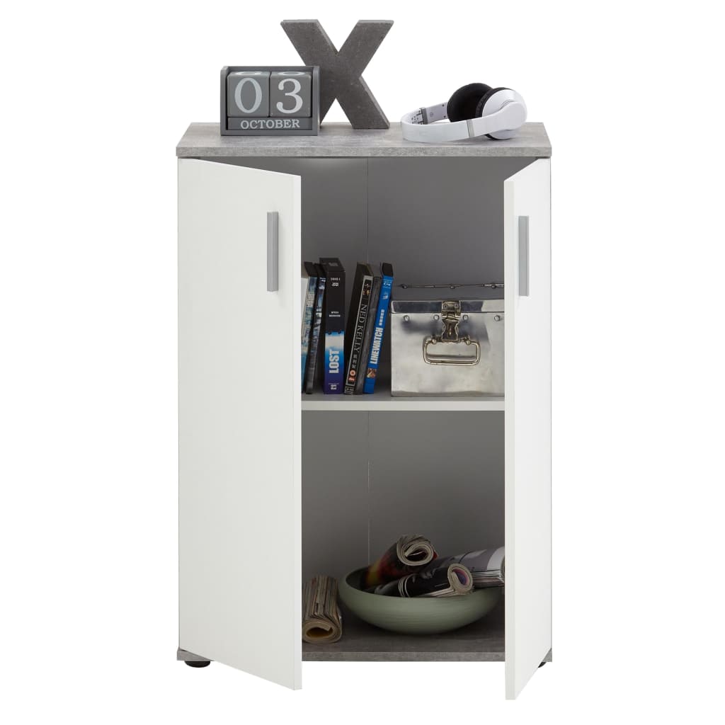 Kast met 2 deuren wit en grijs