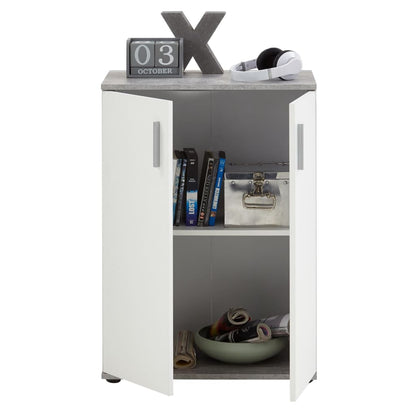 Kast met 2 deuren wit en grijs