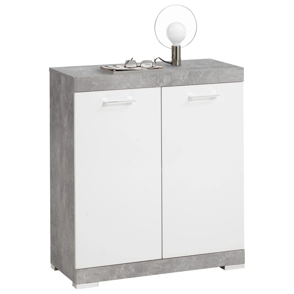 Kast met 2 deuren 80x34,9x89,9 cm wit en betonkleurig