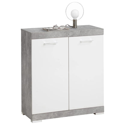 Kast met 2 deuren 80x34,9x89,9 cm wit en betonkleurig