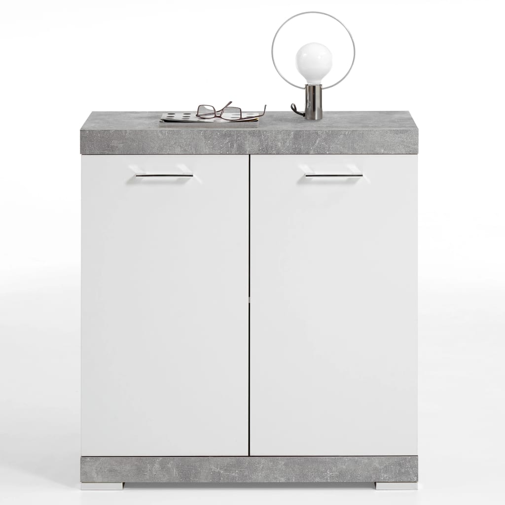 Kast met 2 deuren 80x34,9x89,9 cm wit en betonkleurig