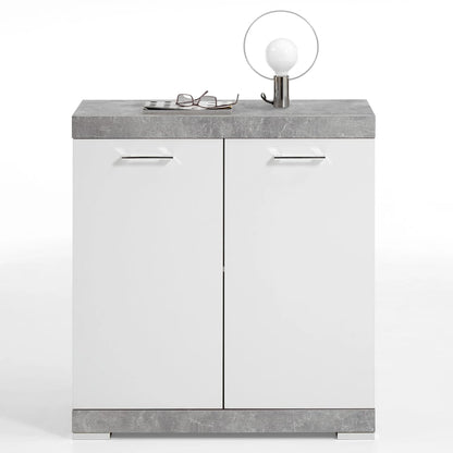 Kast met 2 deuren 80x34,9x89,9 cm wit en betonkleurig