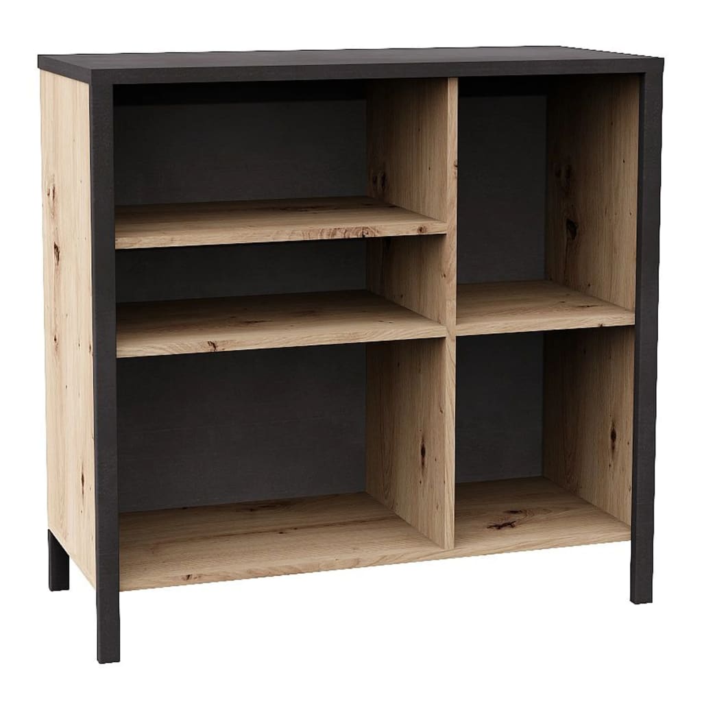 Dressoir met 5 open vakken artisan eikenkleurig en donkergrijs