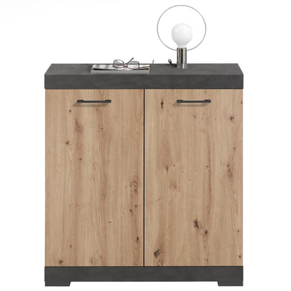 Kast met 2 deuren 80x34,9x89,9 cm grijs en artisan eikenkleurig