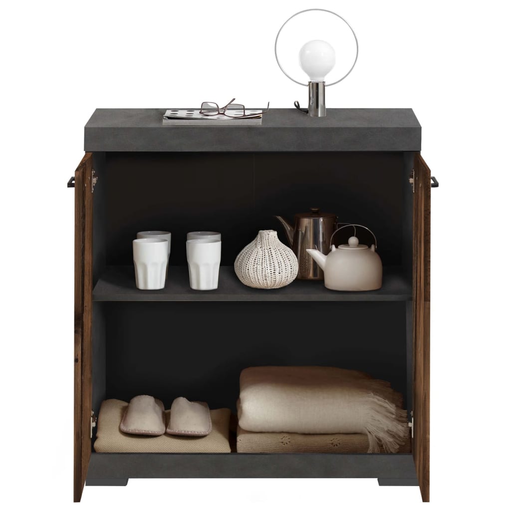 Kast met 2 deuren 80x34,9x89,9 cm grijs en old style