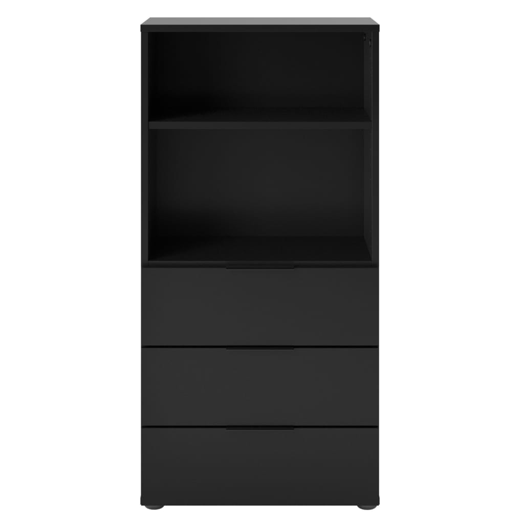 Dressoir met 3 lades en open schappen zwart