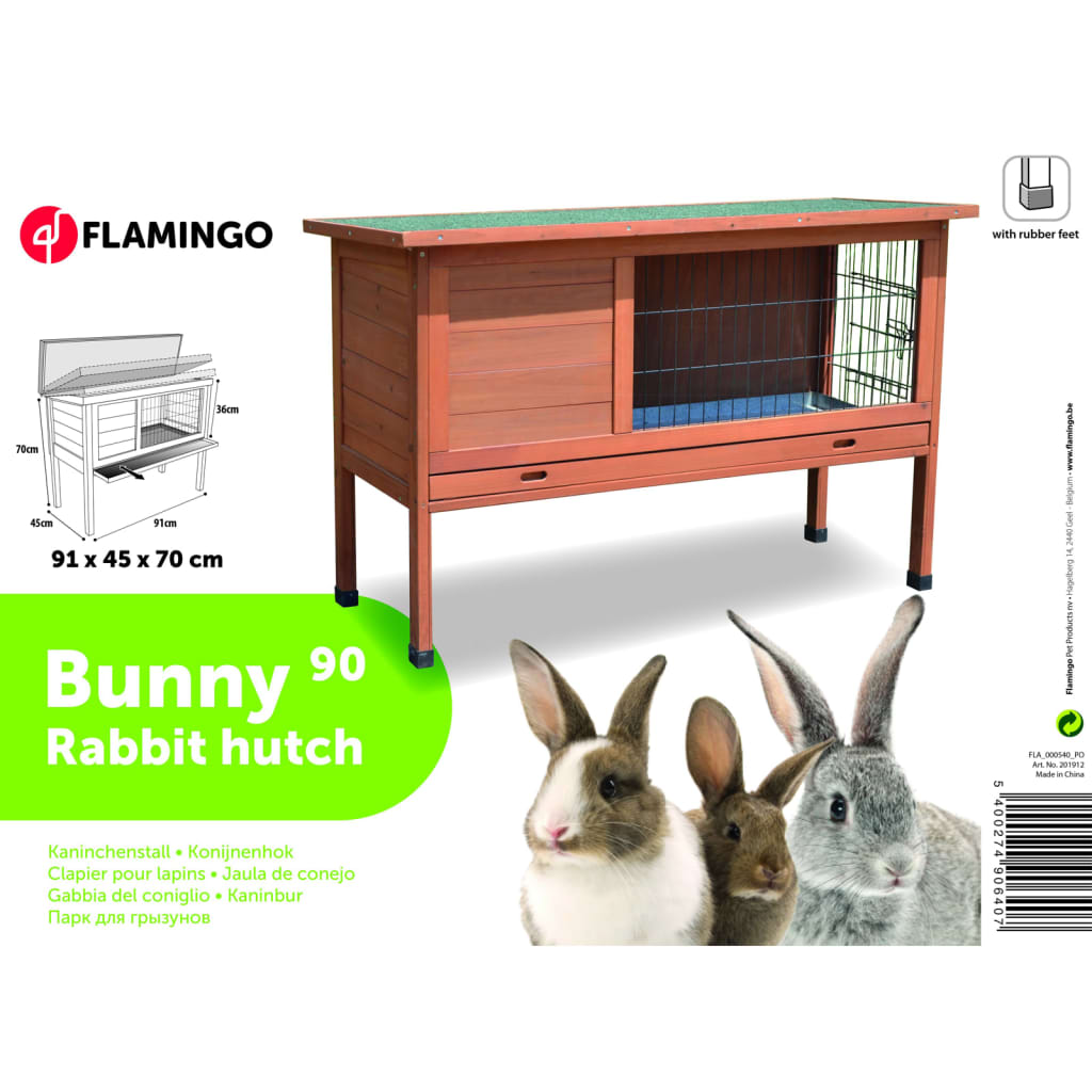 Konijnenhok Bunny 90 91x45x70 cm bruin