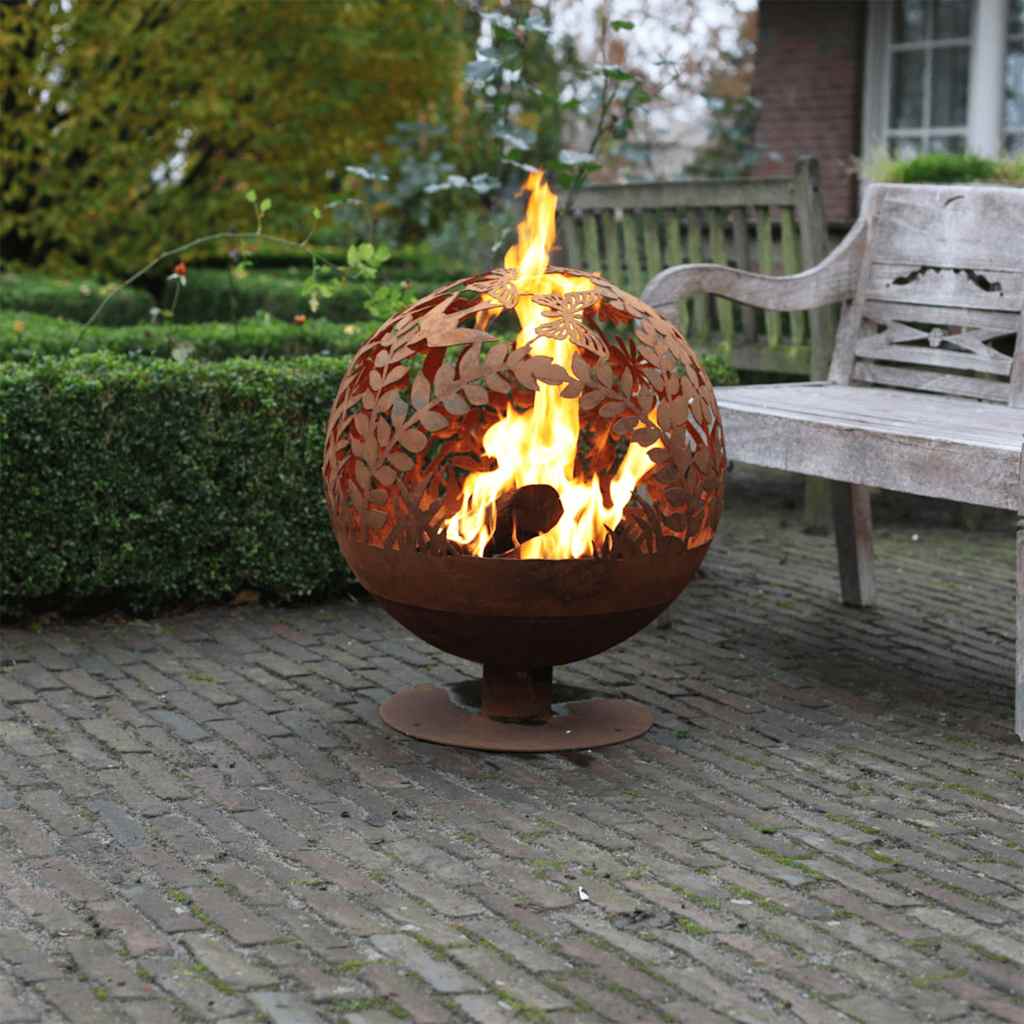 Vuurkorf lasergesneden bloemen roestkleurig FF294