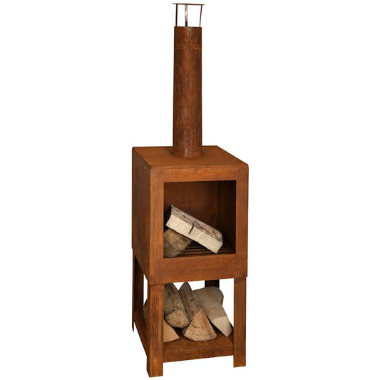 Tuinhaard met houtopslag roestkleurig FF298