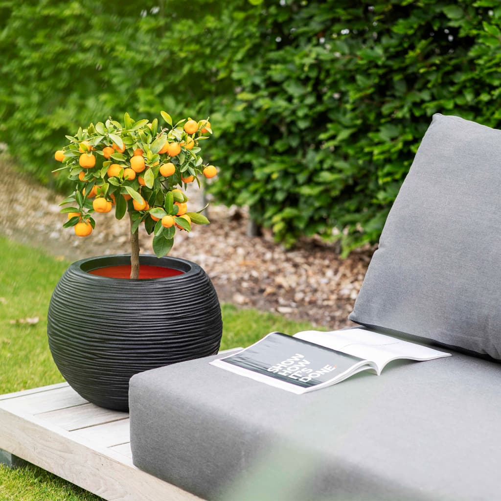 Capi Bloempot Nature Rib Bolvormig Kblr270 Zwart 40 x 32 cm