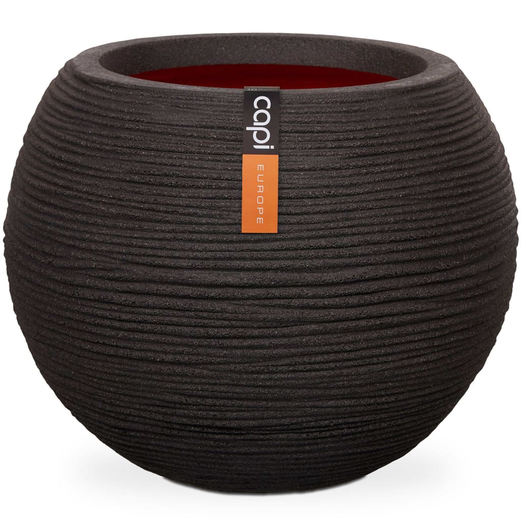 Capi Bloempot Nature Rib Bolvormig Kblr271 Zwart 62 x 48 cm